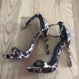 Animal print leopard cheetah dress high heel shoe wedding buckle dance prom